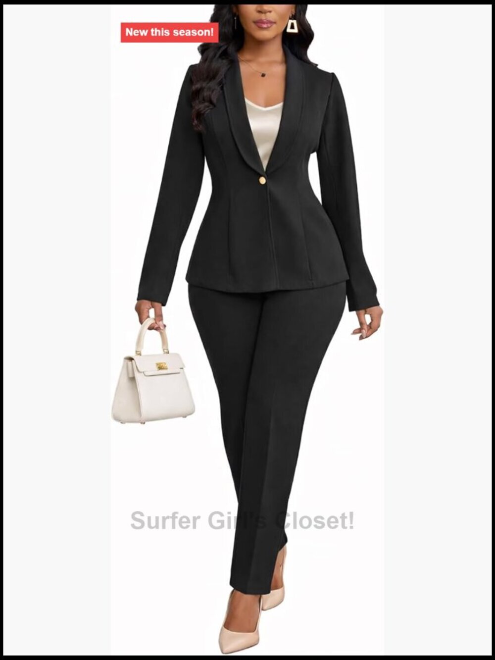 Dressy 2 Piece Pant Suit Set Long Sleeve Blazer Business Casual Work Outfits